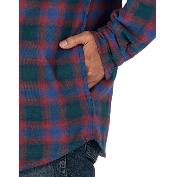 Wrangler authentic hoodie plaid flannel blanket lined shacket size Medium NWT - Picture 4 of 11